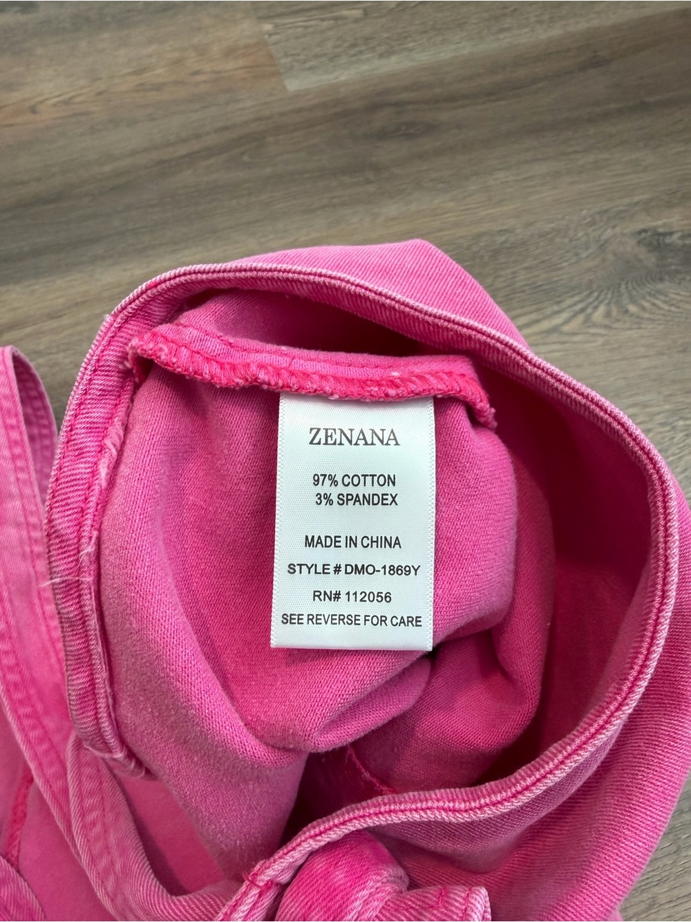 NWT Zenana Hot Pink Denim Overall Shorts Mineral Wash Knotted Straps Size Large - Picture 8 of 10